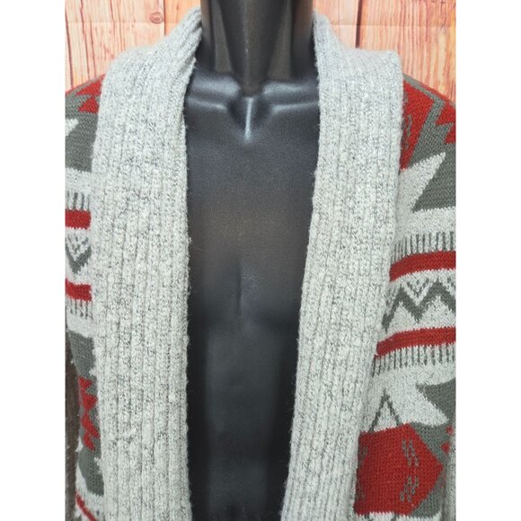 Cupcakes & Cashmere Womens Sweater Small Tribal Pattern Open Front Cardigan - Picture 3 of 7